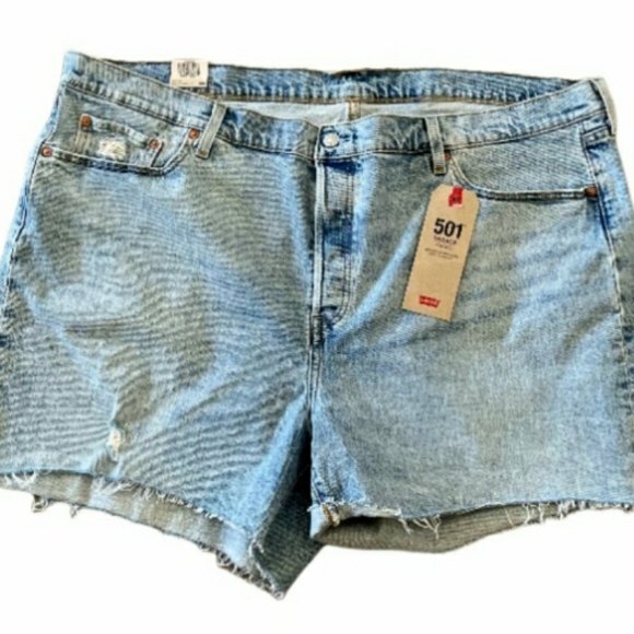 Levi’s 501 High Rise Cut Off Jean Shorts Distressed Light Wash Denim 24W NWT - Picture 1 of 4